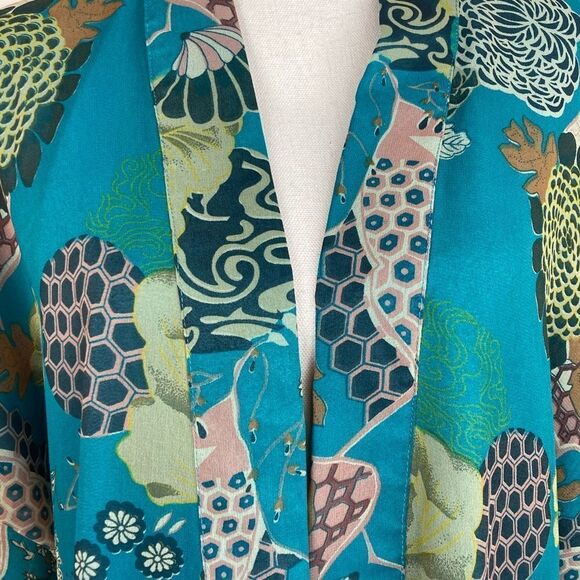 Original Anthony VTG Asian floral print and butterfly sleeved open kimono lined - Picture 6 of 12